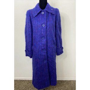 Bardolino Luxury Mohair and Wool Jacket Hannah  Coat Women M Scotland Blue